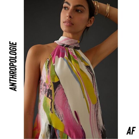 ANTHROPOLOGIE OMG HALTER MIDI DRESS NEW SMALL - Picture 6 of 13